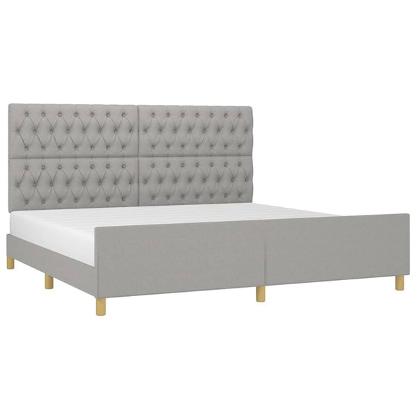 vidaXL Bed Frame with Headboard Light Grey 200x200 cm Fabric