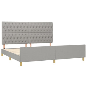 vidaXL Bed Frame with Headboard Light Grey 200x200 cm Fabric