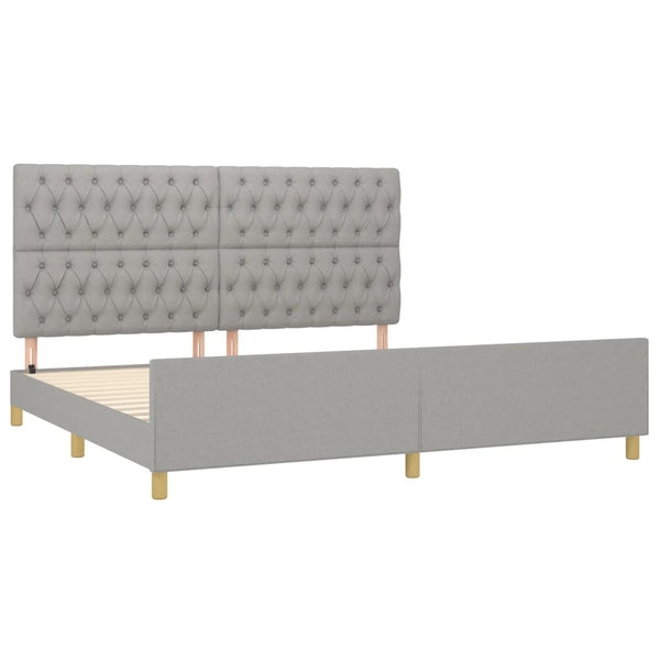 vidaXL Bed Frame with Headboard Light Grey 200x200 cm Fabric