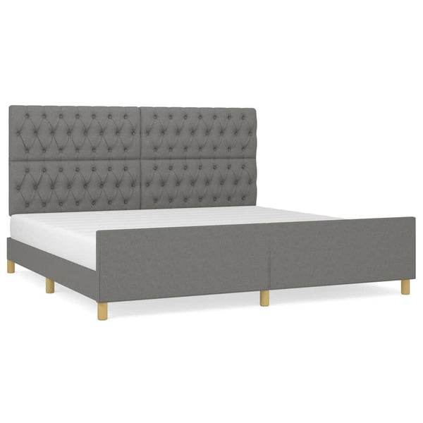 vidaXL Bed Frame with Headboard Dark Grey 200x200 cm Fabric