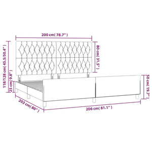 vidaXL Bed Frame with Headboard Dark Grey 200x200 cm Fabric