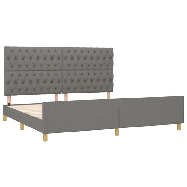 vidaXL Bed Frame with Headboard Dark Grey 200x200 cm Fabric