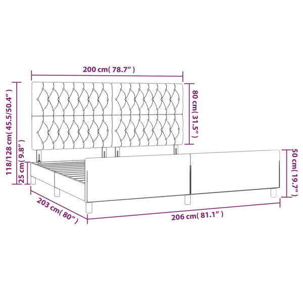 vidaXL Bed Frame with Headboard Black 200x200 cm Fabric