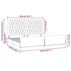 vidaXL Bed Frame with Headboard Dark Brown 200x200 cm Fabric