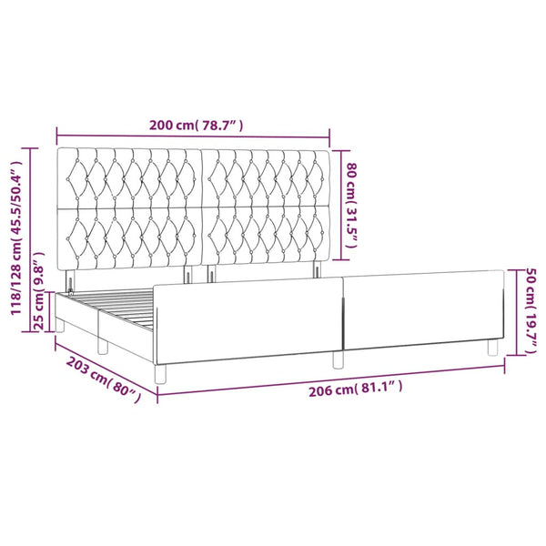 vidaXL Bed Frame with Headboard Dark Brown 200x200 cm Fabric
