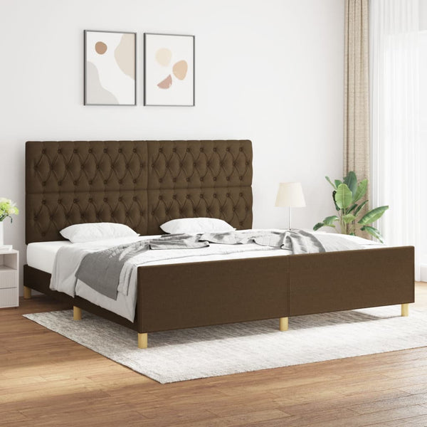 vidaXL Bed Frame with Headboard Dark Brown 200x200 cm Fabric