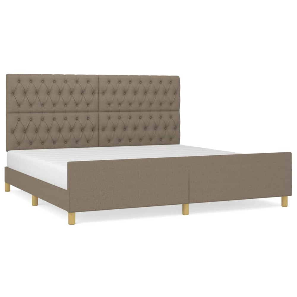 vidaXL Bed Frame with Headboard Taupe 200x200 cm Fabric