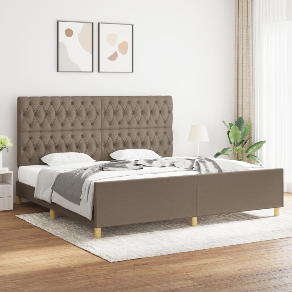 vidaXL Bed Frame with Headboard Taupe 200x200 cm Fabric