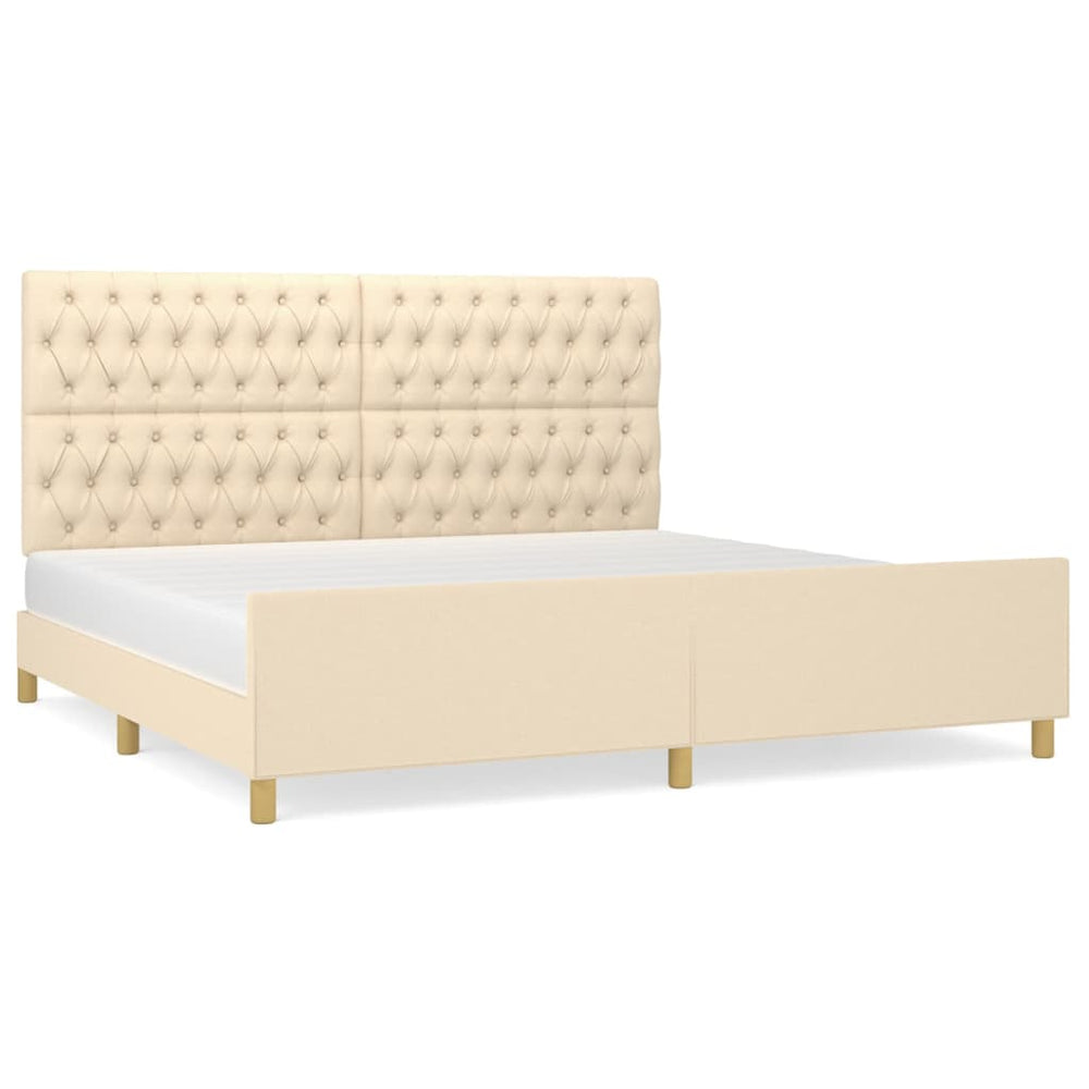 vidaXL Bed Frame with Headboard Cream 200x200 cm Fabric
