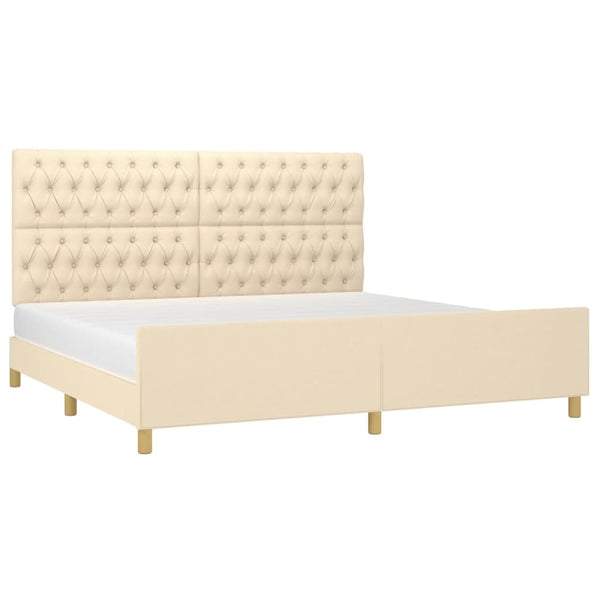 vidaXL Bed Frame with Headboard Cream 200x200 cm Fabric