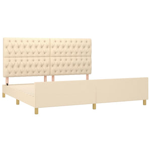 vidaXL Bed Frame with Headboard Cream 200x200 cm Fabric