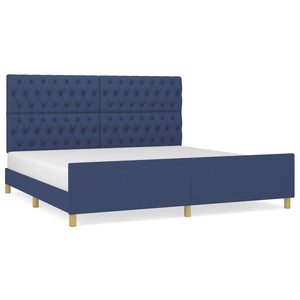 vidaXL Bed Frame with Headboard Blue 200x200 cm Fabric