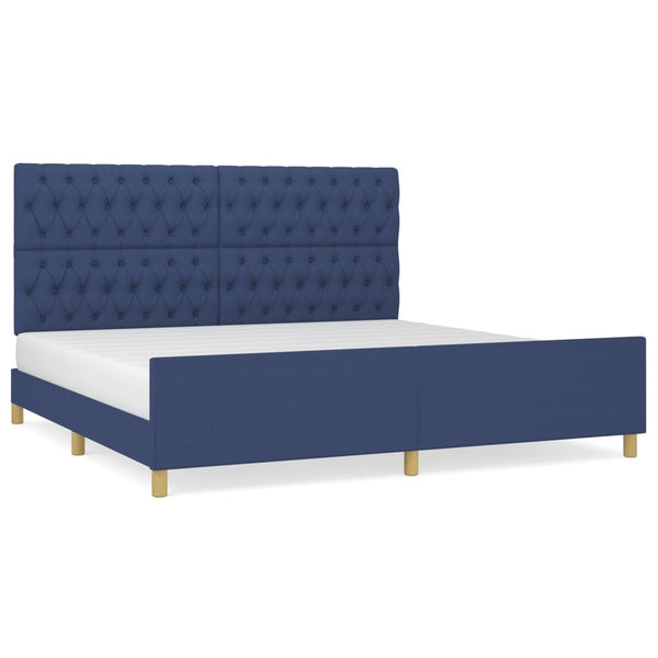 vidaXL Bed Frame with Headboard Blue 200x200 cm Fabric