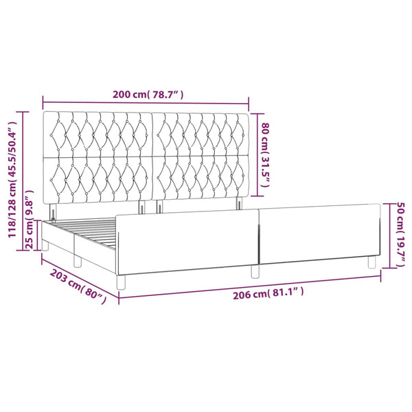 vidaXL Bed Frame with Headboard Blue 200x200 cm Fabric