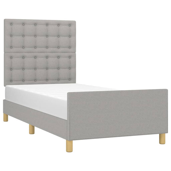 vidaXL Bed Frame with Headboard Light Grey 80x200 cm Fabric