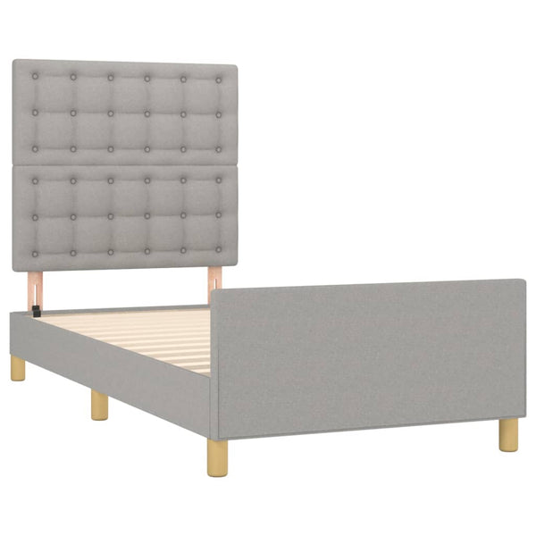 vidaXL Bed Frame with Headboard Light Grey 80x200 cm Fabric