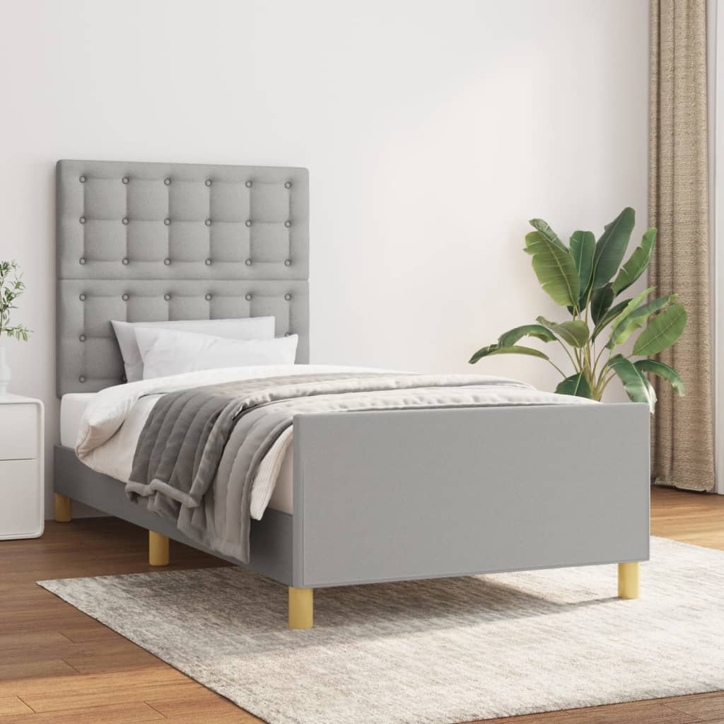 vidaXL Bed Frame with Headboard Light Grey 80x200 cm Fabric