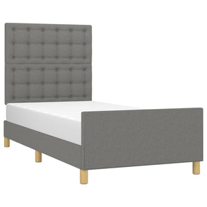 vidaXL Bed Frame with Headboard Dark Grey 80x200 cm Fabric