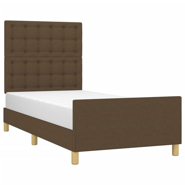 vidaXL Bed Frame with Headboard Dark Brown 80x200 cm Fabric