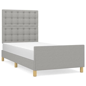 vidaXL Bed Frame with Headboard Light Grey 90x190 cm Fabric