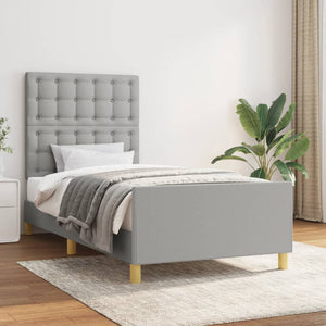vidaXL Bed Frame with Headboard Light Grey 90x190 cm Fabric
