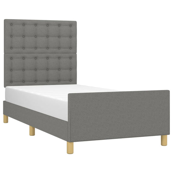 vidaXL Bed Frame with Headboard Dark Grey 90x190 cm Fabric