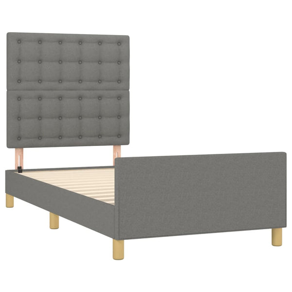 vidaXL Bed Frame with Headboard Dark Grey 90x190 cm Fabric