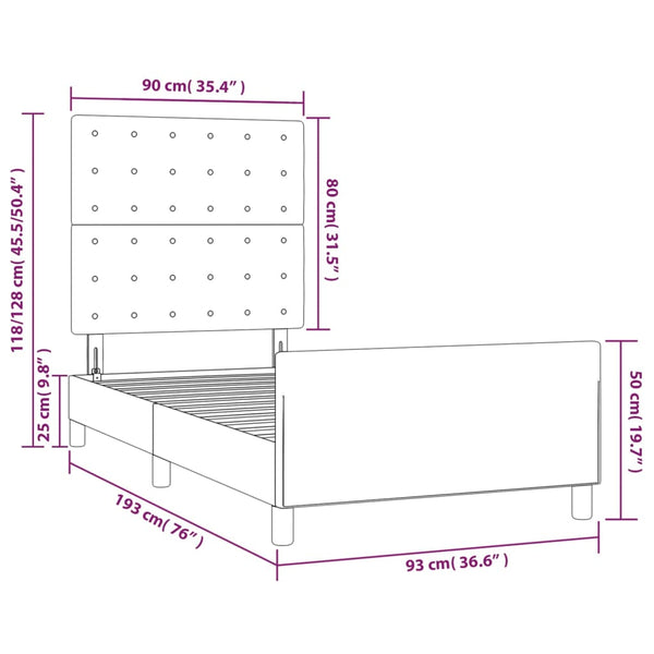 vidaXL Bed Frame with Headboard Black 90x190 cm Fabric