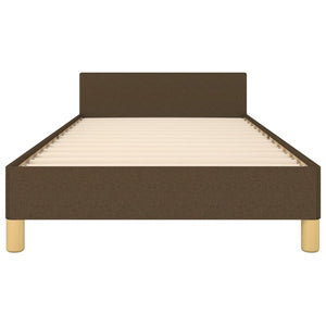 vidaXL Bed Frame with Headboard Dark Brown 90x190 cm Fabric