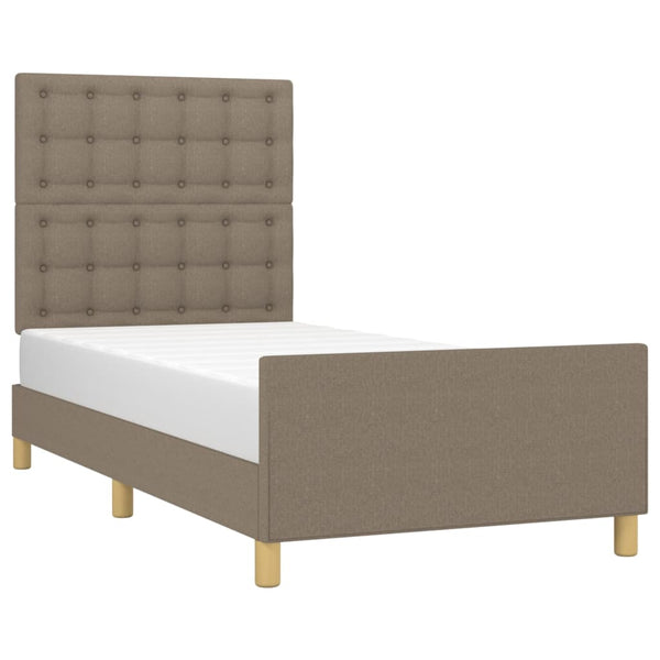 vidaXL Bed Frame with Headboard Taupe 90x190 cm Fabric