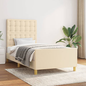 vidaXL Bed Frame with Headboard Cream 90x190 cm Fabric