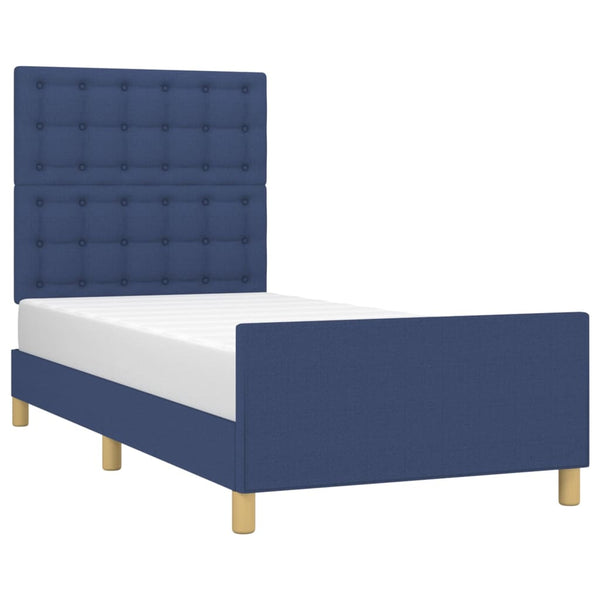 vidaXL Bed Frame with Headboard Blue 90x190 cm Fabric