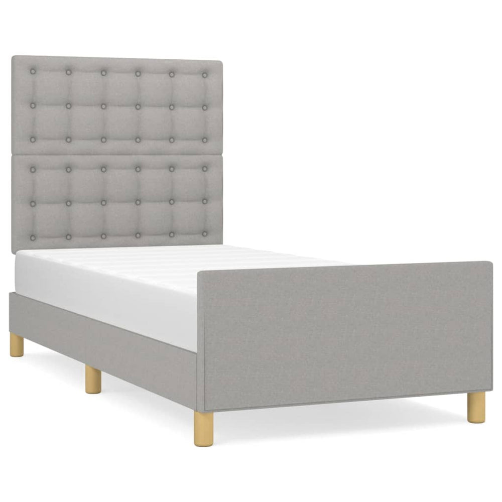 vidaXL Bed Frame with Headboard Light Gray 90x200 cm Fabric