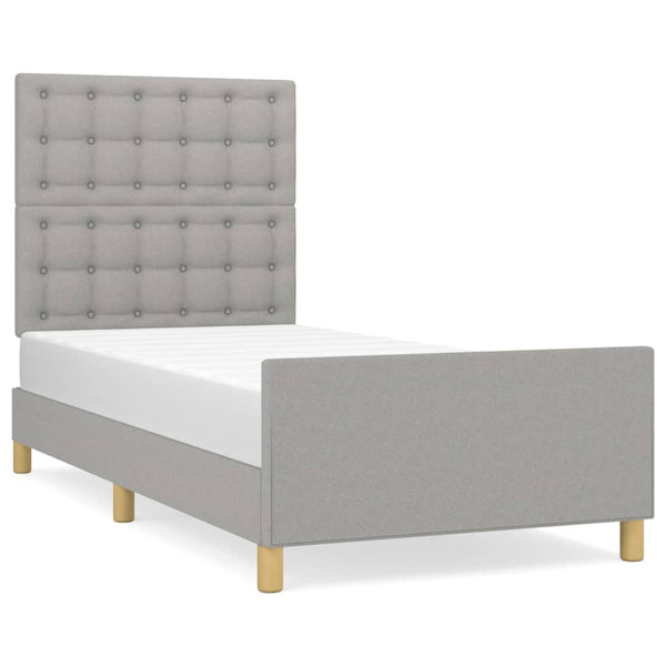 vidaXL Bed Frame with Headboard Light Gray 90x200 cm Fabric