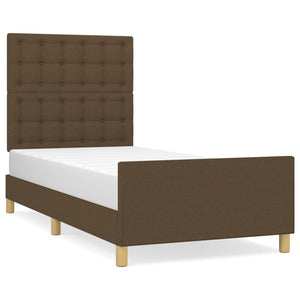 vidaXL Bed Frame without Mattress Dark Brown 90x200 cm Fabric