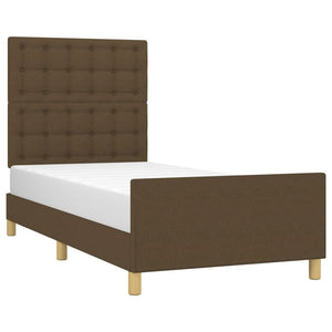 vidaXL Bed Frame without Mattress Dark Brown 90x200 cm Fabric