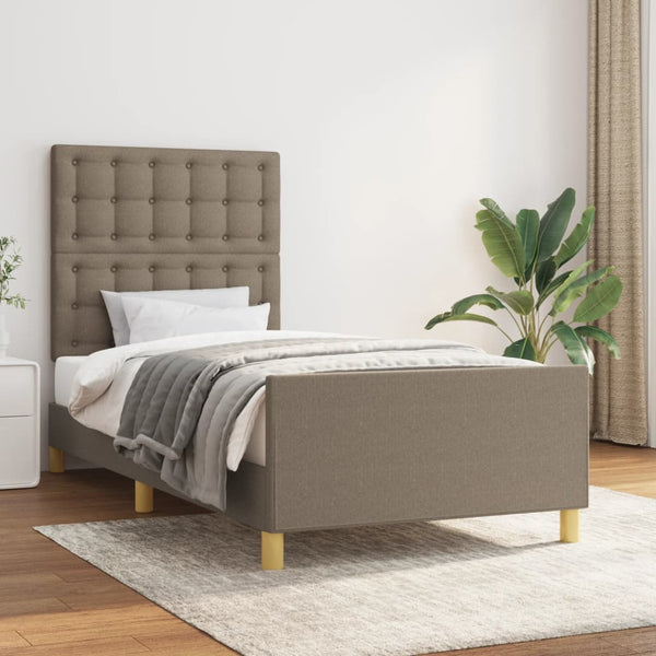 vidaXL Bed Frame without Mattress Taupe 90x200 cm Fabric