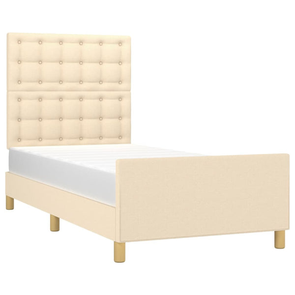 vidaXL Bed Frame without Mattress Cream 90x200 cm Fabric