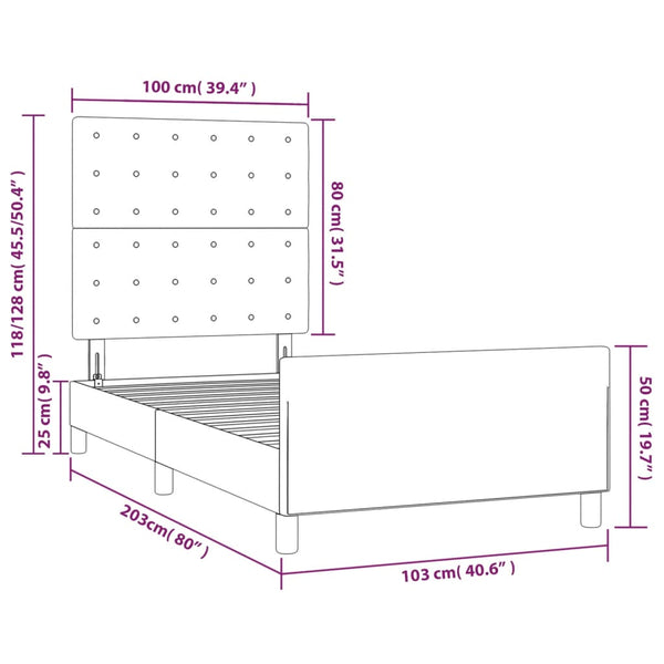 vidaXL Bed Frame without Mattress Light Grey 100x200 cm Fabric