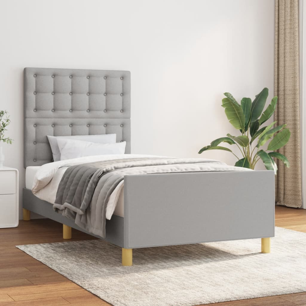 vidaXL Bed Frame without Mattress Light Grey 100x200 cm Fabric