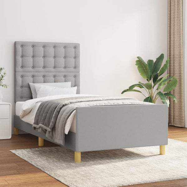 vidaXL Bed Frame without Mattress Light Grey 100x200 cm Fabric