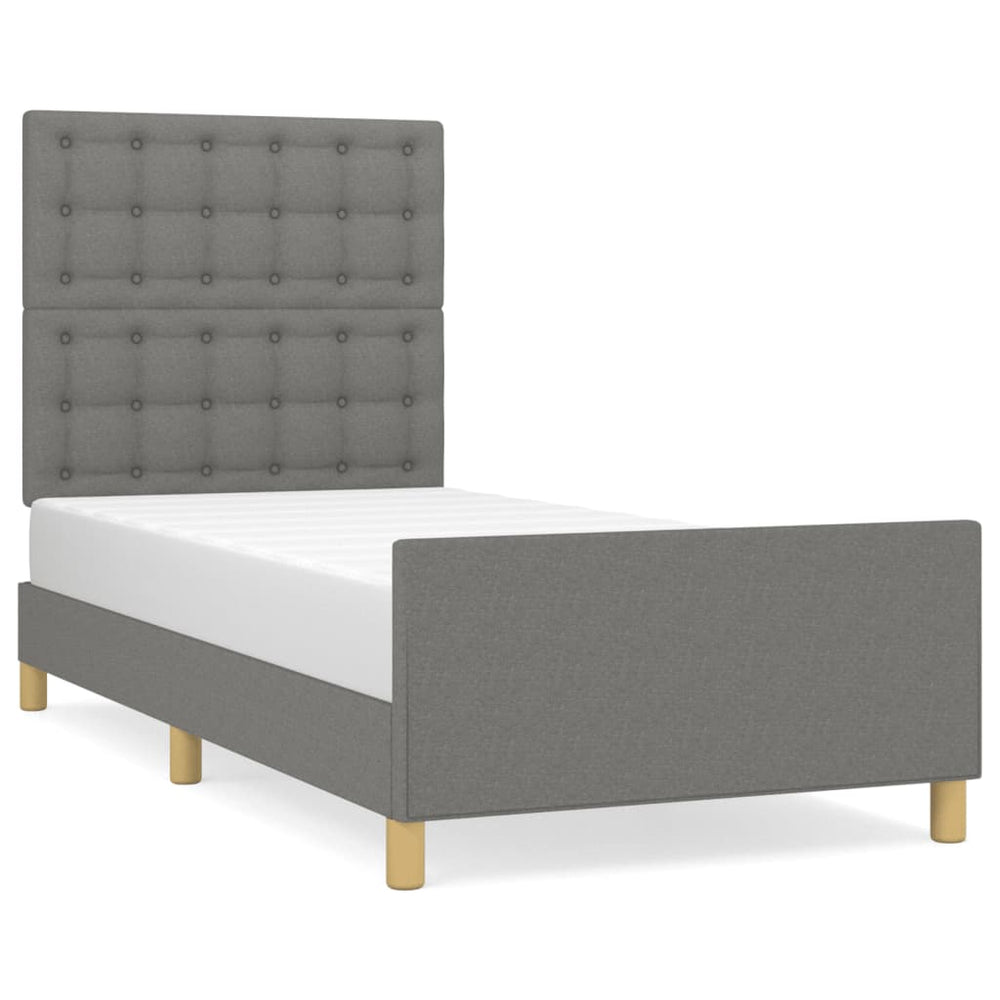 vidaXL Bed Frame without Mattress Dark Grey 100x200 cm Fabric