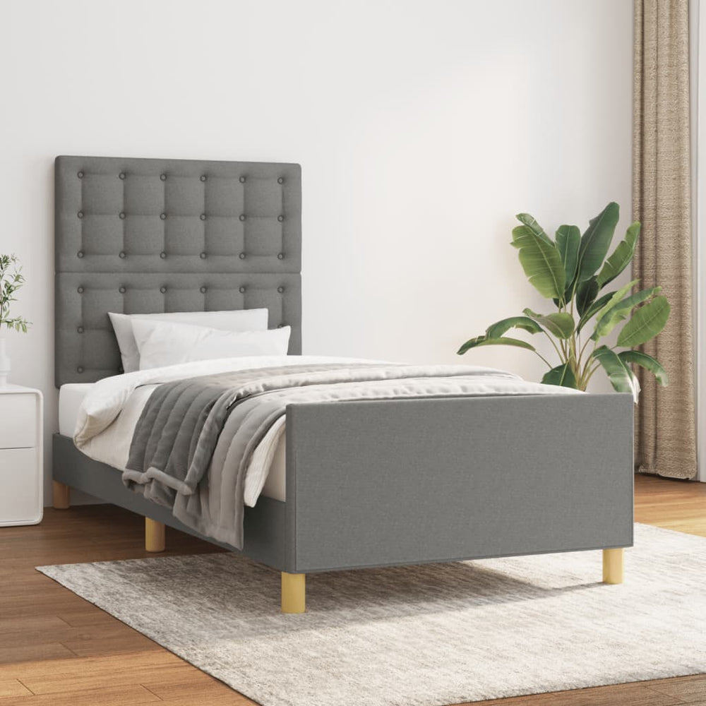 vidaXL Bed Frame without Mattress Dark Grey 100x200 cm Fabric