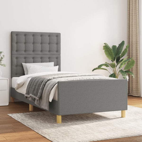 vidaXL Bed Frame without Mattress Dark Grey 100x200 cm Fabric