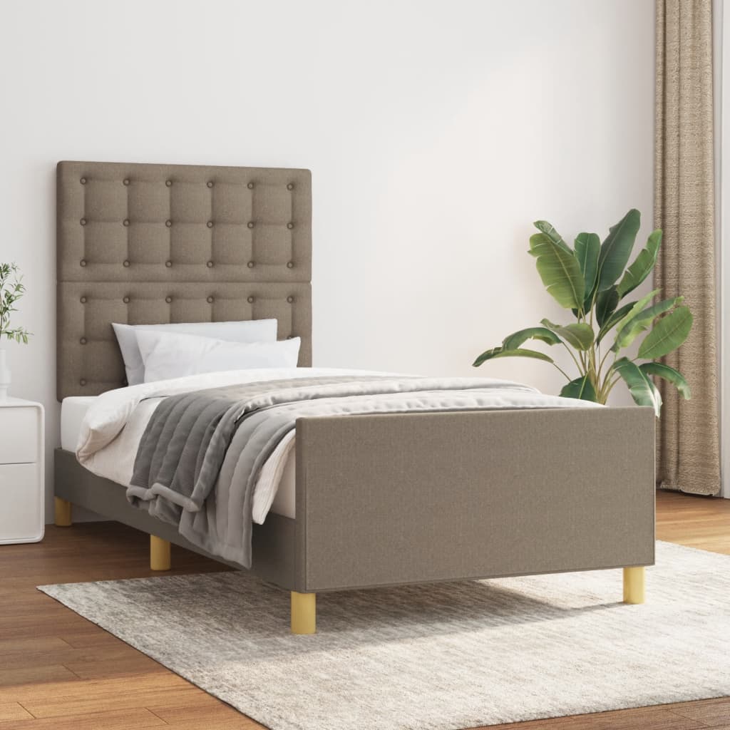 vidaXL Bed Frame without Mattress Taupe 100x200 cm Fabric