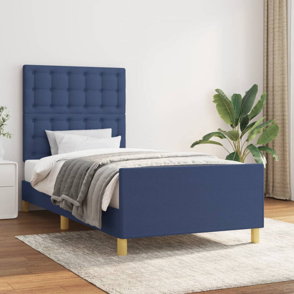 vidaXL Bed Frame without Mattress Blue 100x200 cm Fabric
