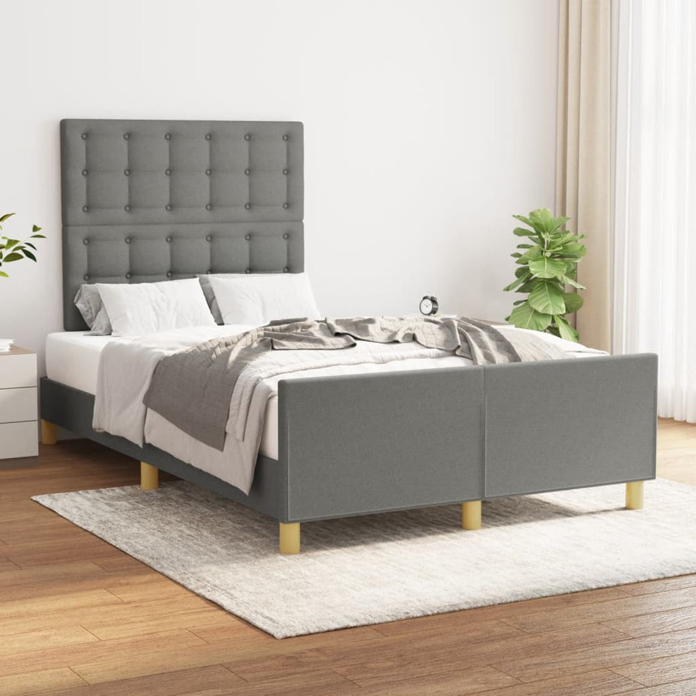 vidaXL Bed Frame without Mattress Dark Grey 120x200 cm Fabric