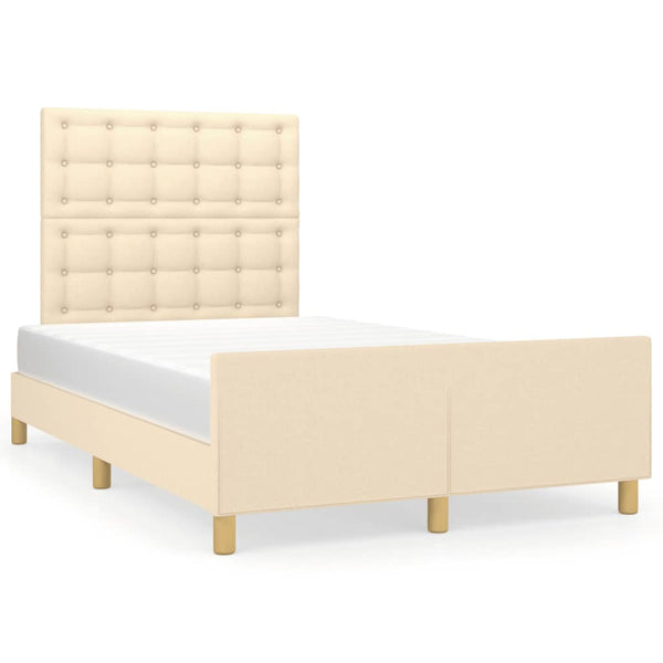 vidaXL Bed Frame without Mattress Cream 120x200 cm Fabric
