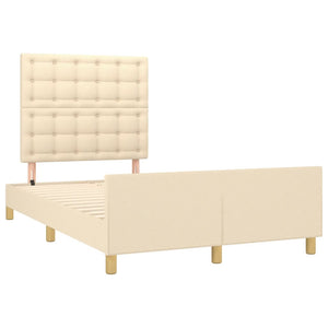 vidaXL Bed Frame without Mattress Cream 120x200 cm Fabric