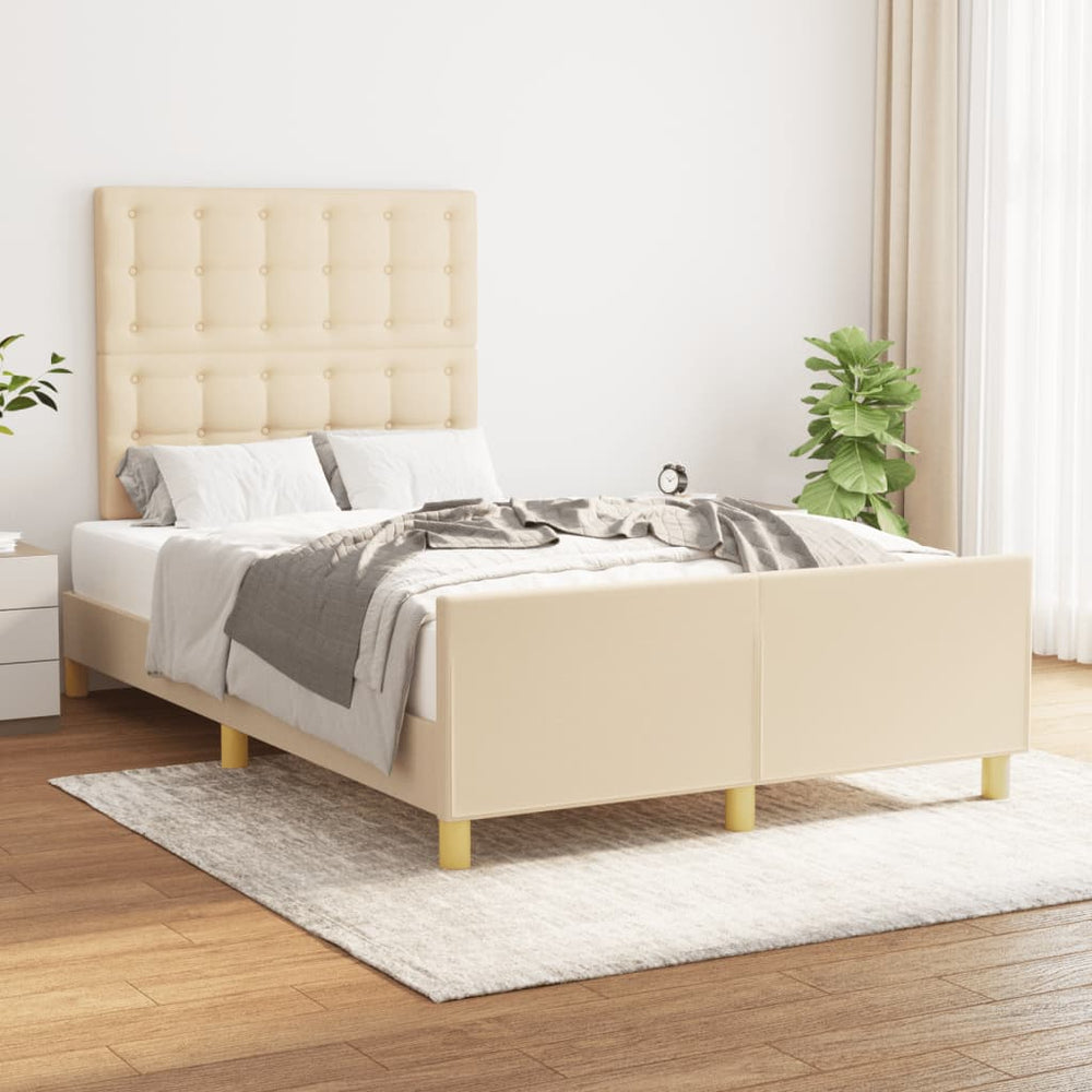 vidaXL Bed Frame without Mattress Cream 120x200 cm Fabric